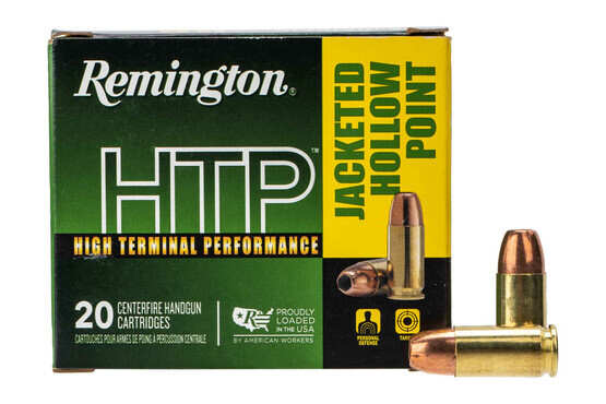 Remington HTP 9mm +P 115gr JHP Ammo comes in a box of 20